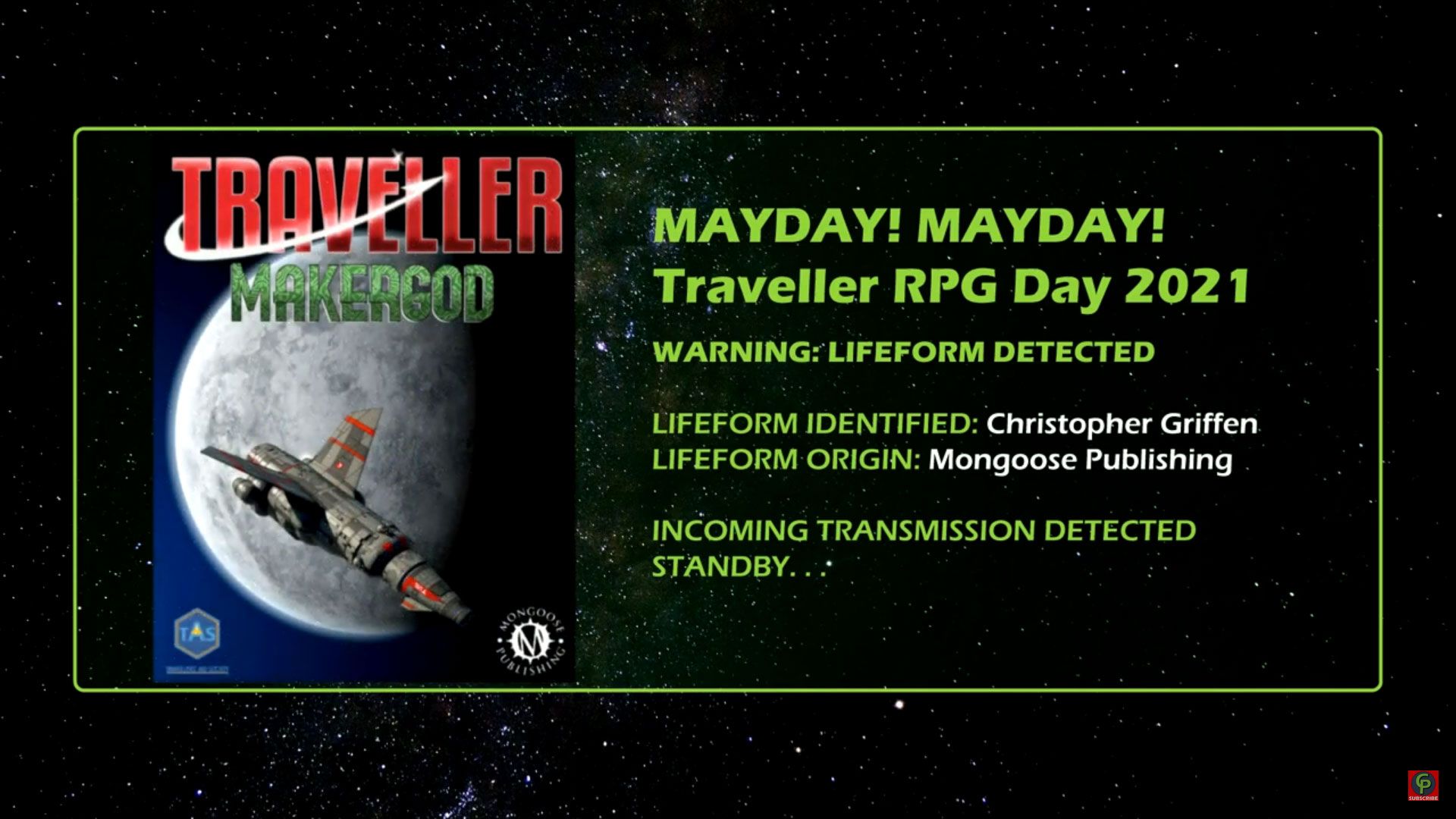 christopher griffen of mongoose publishing Interview Traveller RPG Mayday 2021 title