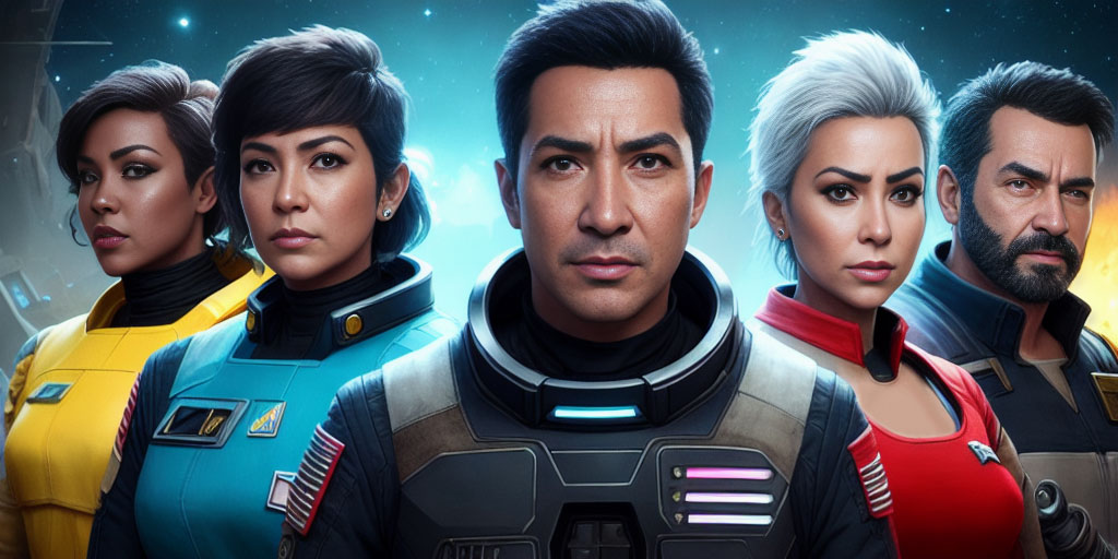 Navigating the Ethical Landscape of AI Art: My Journey - A sci-fi AI-generated artwork featuring a diverse group of characters to promote inclusivity and diversity, while upholding ethical values.